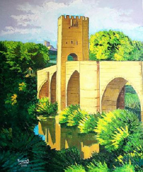 Puente medieval (Frias) Óleo Lienzo Paisaje