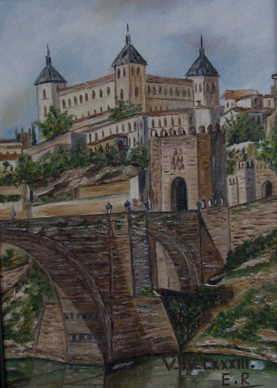 Puente con Alcazar de Toledo Óleo Lienzo Paisaje