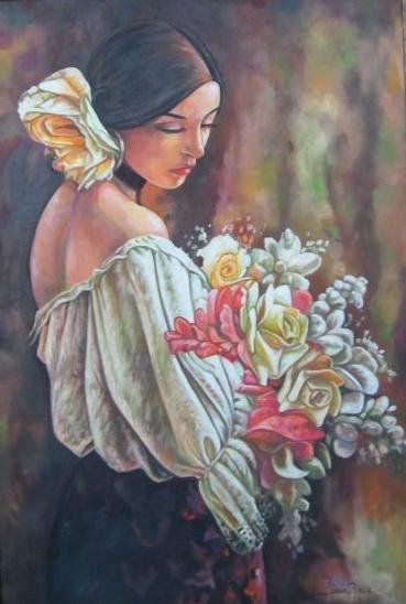 muchacha con flores 1