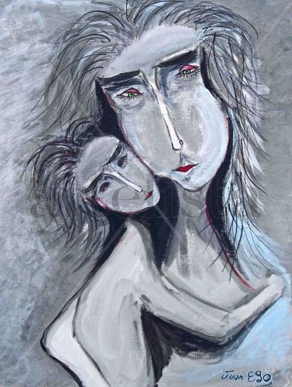 Amor gris Acrylic Canvas Figure Painting