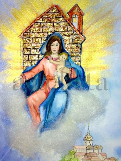 Nuestra Señora de Loreto Mixed media Paper Figure Painting