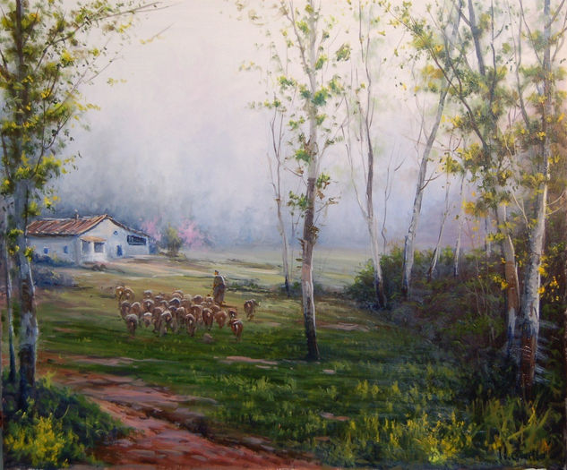 Pastoreo Óleo Lienzo Paisaje