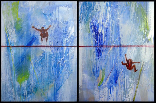 Cuerda, salto y caída Acrylic Canvas Figure Painting