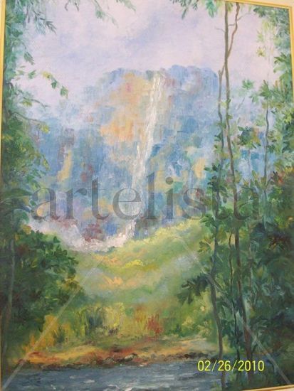 Ventana al Salto Angel Oil Canvas Landscaping