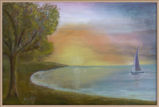 Amanecer marino Media Mixta Papel Marina