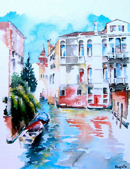 Ponte Ca`Dona, Amapola Herrera Watercolour Paper Landscaping