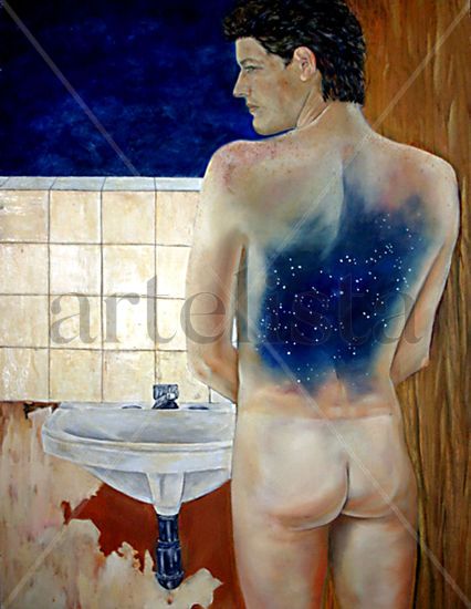 El Universo en la espalda Oil Canvas Portrait