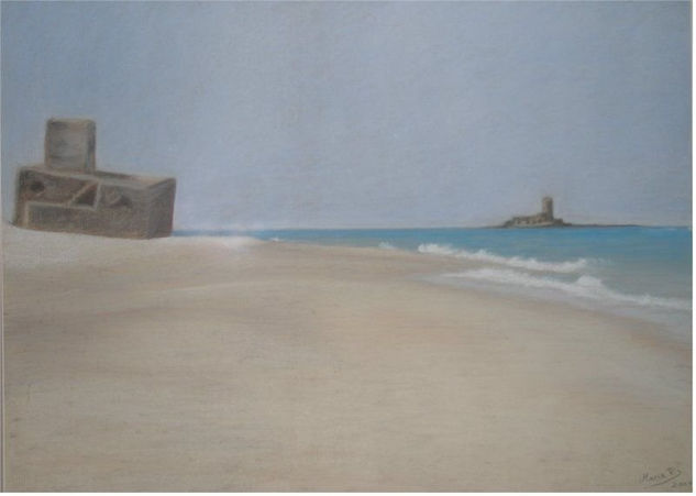 Playa del castillo Pastel Paper Marine Painting