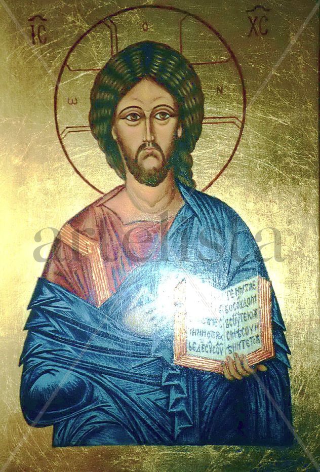 Icono de Cristo. Tabla dorada con pan de oro. Por encargo.