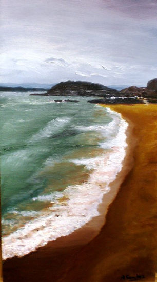 LA PLAYA Oil Panel Marine Painting