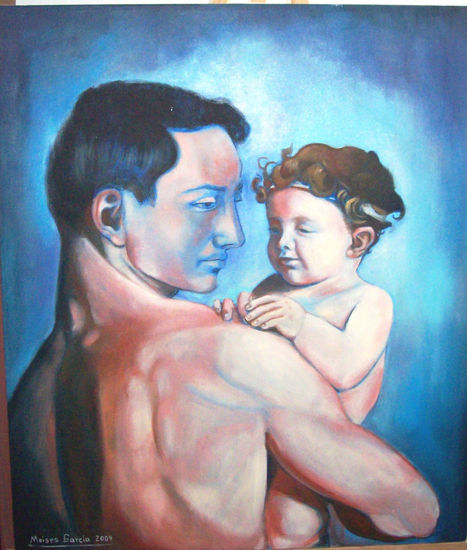 Figura masculina con niño Oil Canvas Figure Painting