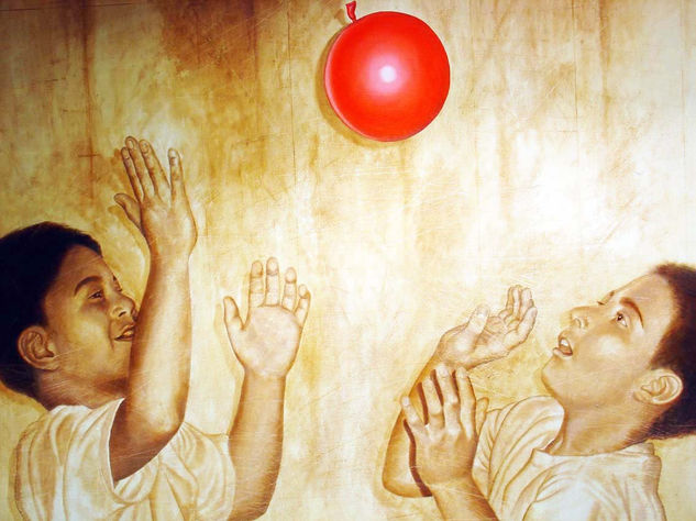 El globo rojo Oil Canvas Figure Painting