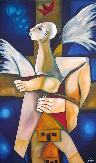 Ángel cruxificado Oil Canvas Figure Painting