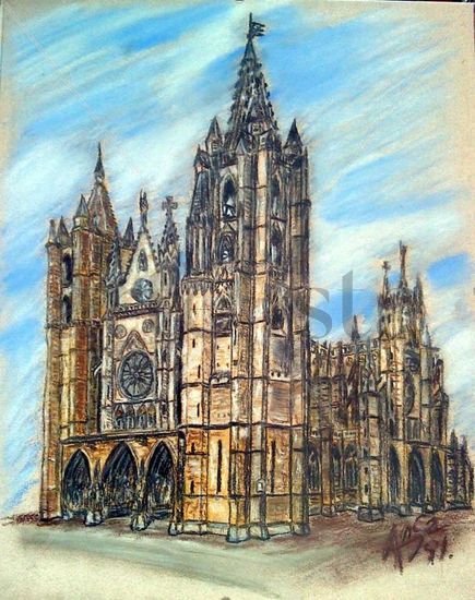 Catedral de León Pastel Card Landscaping