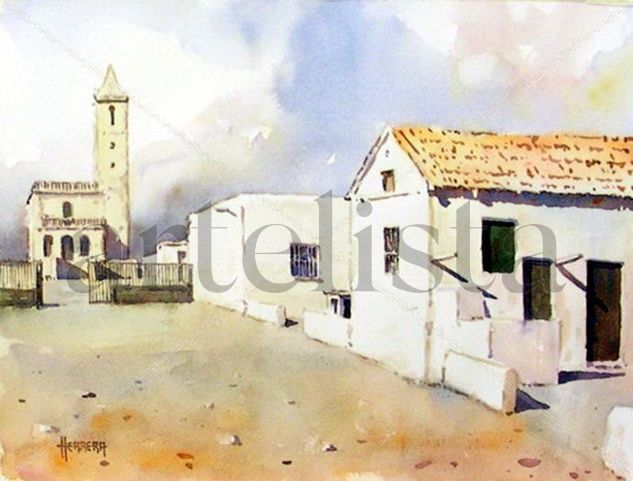 Casas en Las Salinas - Cabo de Gata Acuarela Papel Paisaje