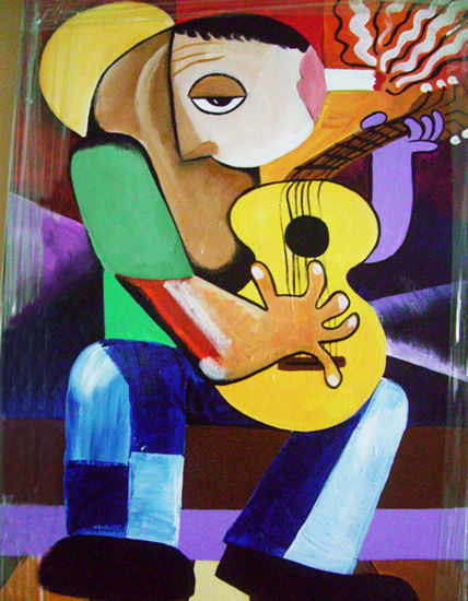 Musico Triste Acrylic Canvas Figure Painting