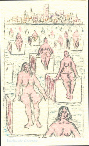 Mujeres sentadas sobre cubos