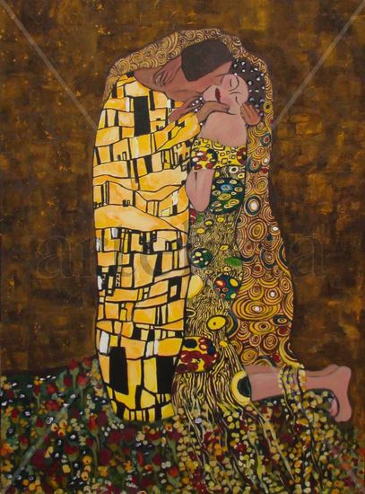 Cuadro de Gustav Klimt "El beso" Oil Canvas Figure Painting