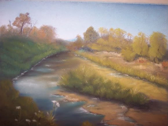 Rio Grande Pastel Papel Paisaje