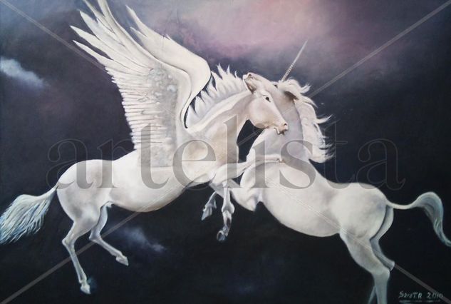 PEGASO Y UNICORNIO Oil Canvas Others