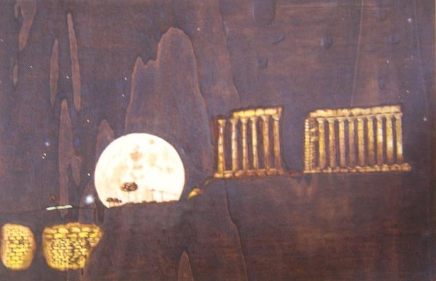 "Noche de luna llena en Grecia" Etching Process