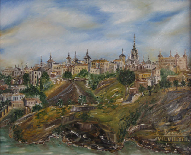 Panoramica de Toledo desde el rio Óleo Lienzo Paisaje