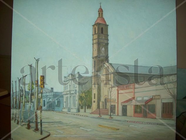 Iglesia Plaza Constituciòn. Oil Canvas Landscaping