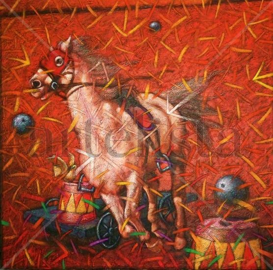 Edgar Gutierrez: From The Kingdom's Horses:"The Traveler II" Oil Textile Animals