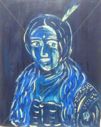 Dama de época azul. (Autoretrato)