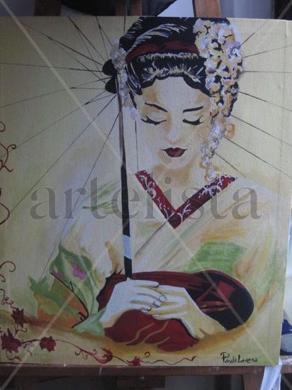 Gheisha Acrylic Canvas Figure Painting