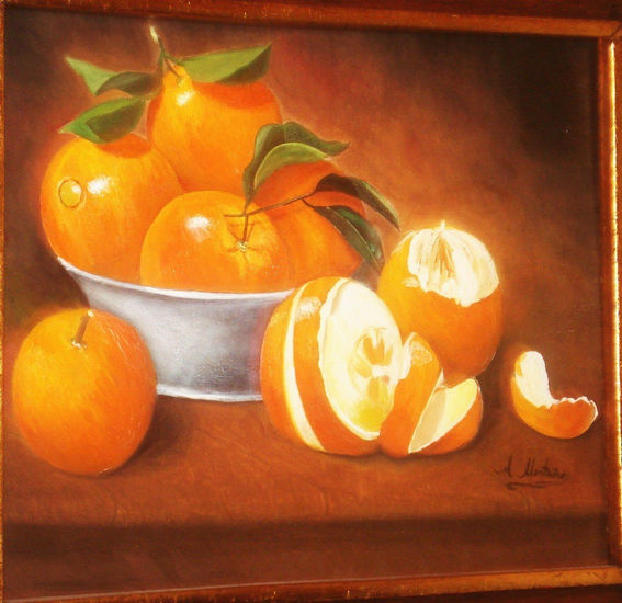 Bodegón de Naranjas Oil Panel Still Life Paintings