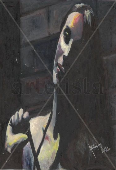 contra  la pared Oil Card Figure Painting