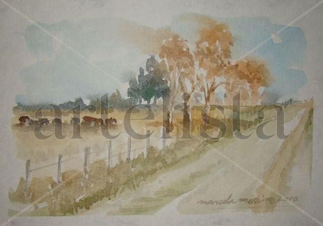 camino de campo en Santa Fe Watercolour Paper Landscaping