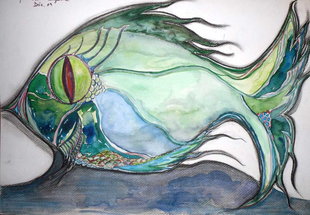 Le Poisson de terre séche Watercolour Paper Animals