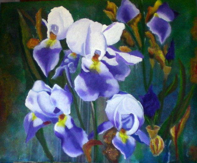 Iris Acrylic Canvas Floral Painting