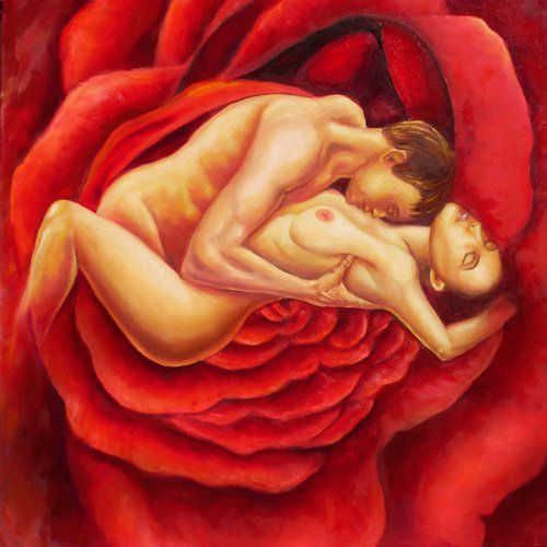 Amor en Rosa Oil Canvas Nude Paintings