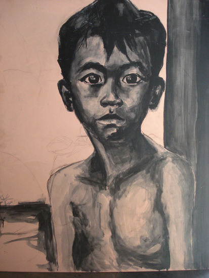 Josue. Acrylic Panel Figure Painting