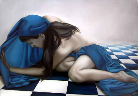 Superficie en azules III Oil Canvas Nude Paintings