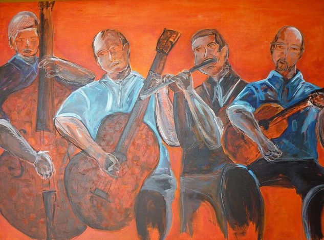 EL CUARTETO....103X140 Oil Canvas Figure Painting