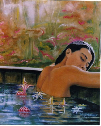 Mujer en baño