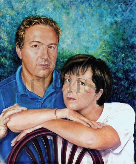 French couple Oil Canvas Portrait