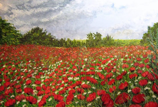 CAMPO DE AMAPOLAS Y MARGARITAS... Acrylic Panel Landscaping