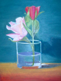 "rosas y vaso