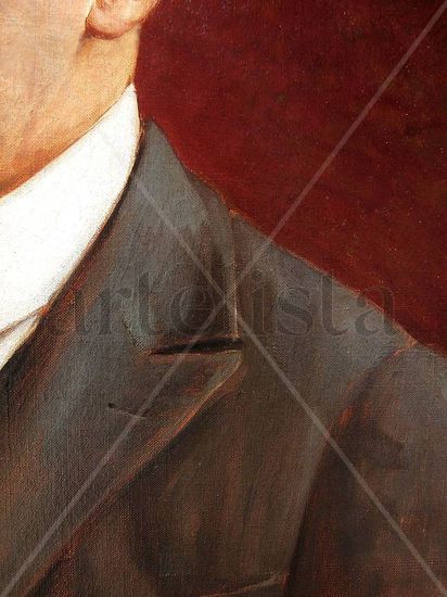 DETALHE Restauração- Retrato do Sr. Antonio Teixeira de Assumpção Netto Oil Canvas Figure Painting