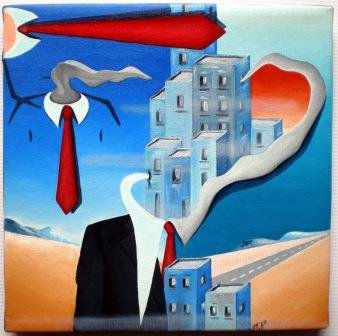 Mezzo-busto con paesaggio, 2010 olio su tela cm 20x20 Pasquale Mastrogiacomo