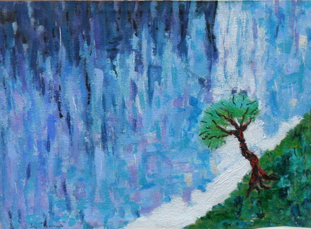 arbol frente al agua Mixed media Canvas Landscaping