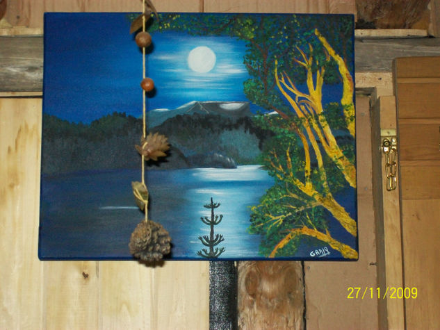 Luna en el lago Oil Canvas Landscaping