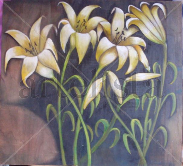 Lilies Oil Panel Floral Painting