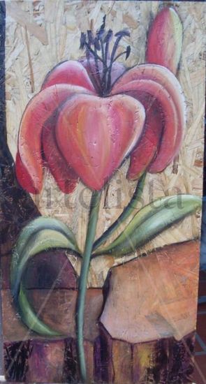 lilies roux Oil Panel Floral Painting