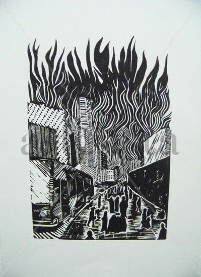 el centro Linocut